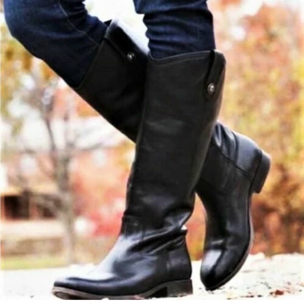Frye Melissa Tall Black Leather Riding Boots 3477167-Blk Pull On Women’s Sz 5.5
